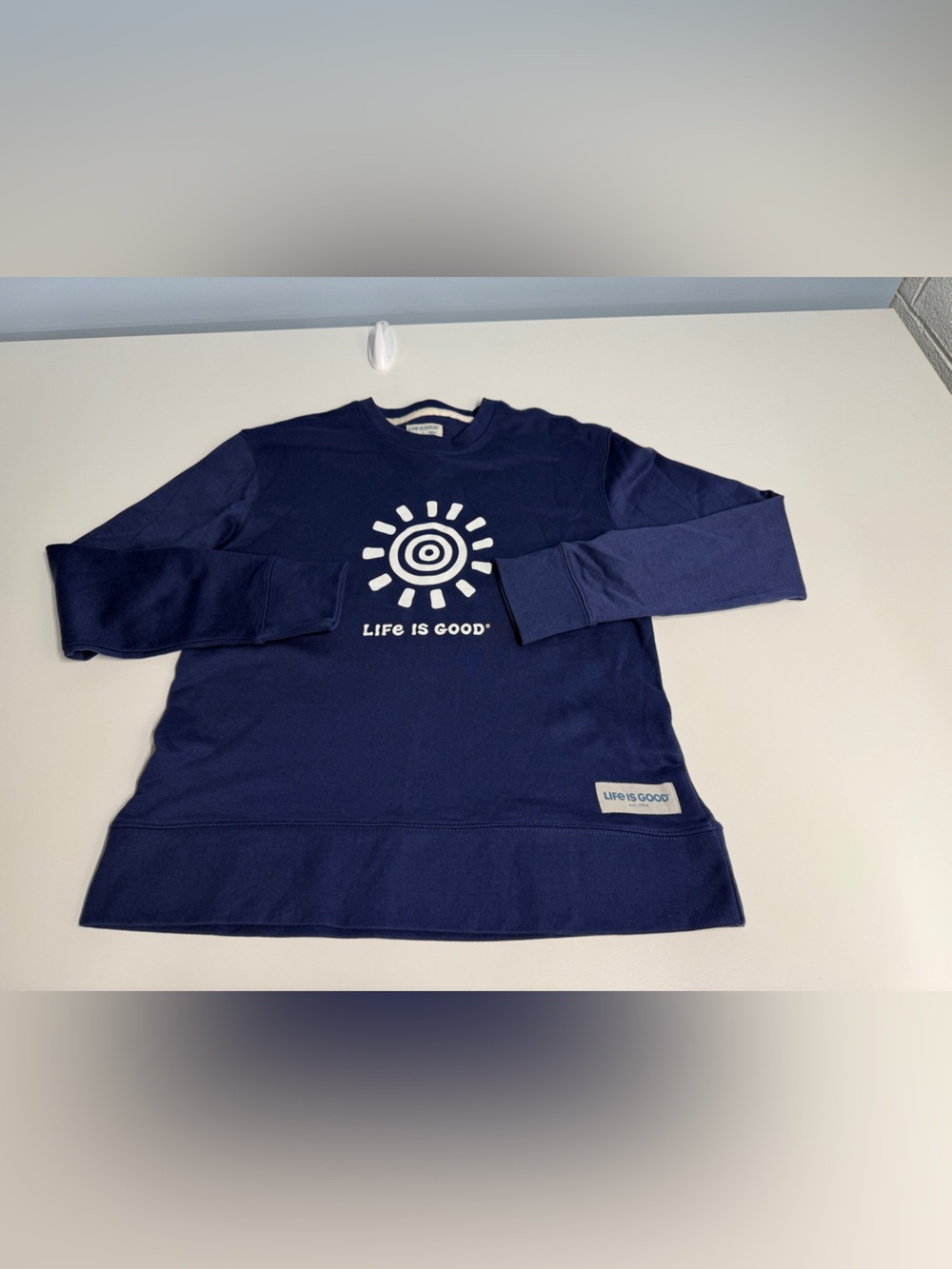 Life Is Good Navy Long-Sleeve Tee with White Sun Graphic
